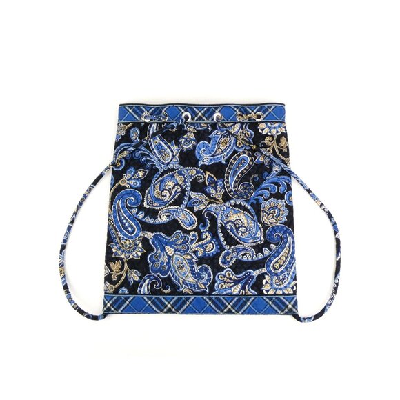 Vera Bradley Windsor Navy Quilted Drawstring Backpack - Picture 2 of 12